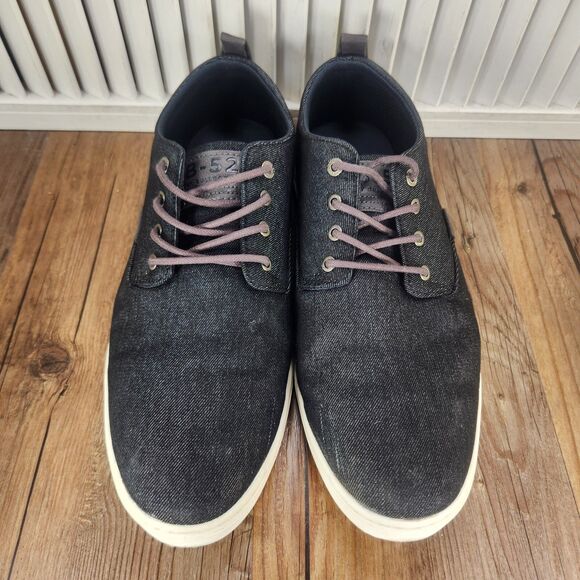 BullBoxer B-52 Mens Sz 12 Black Denim Canvas Lace Up Preppy City Sneakers Shoes main image 5